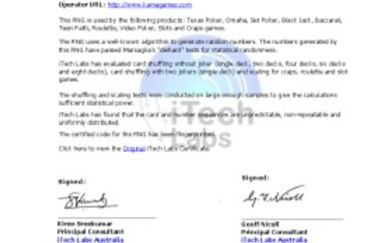 Statistical randomness verification methodology by accredited test labs